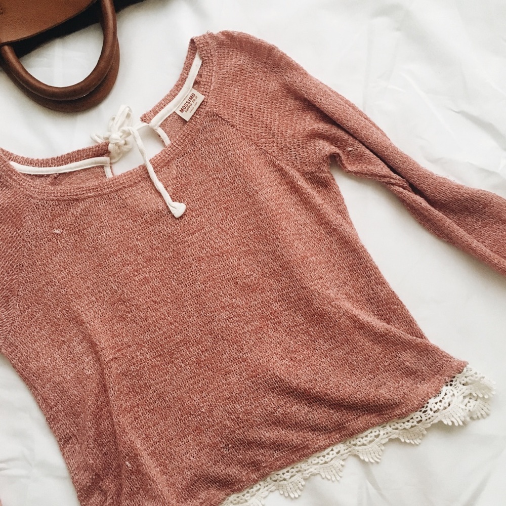 Red Knit Lace Sweater